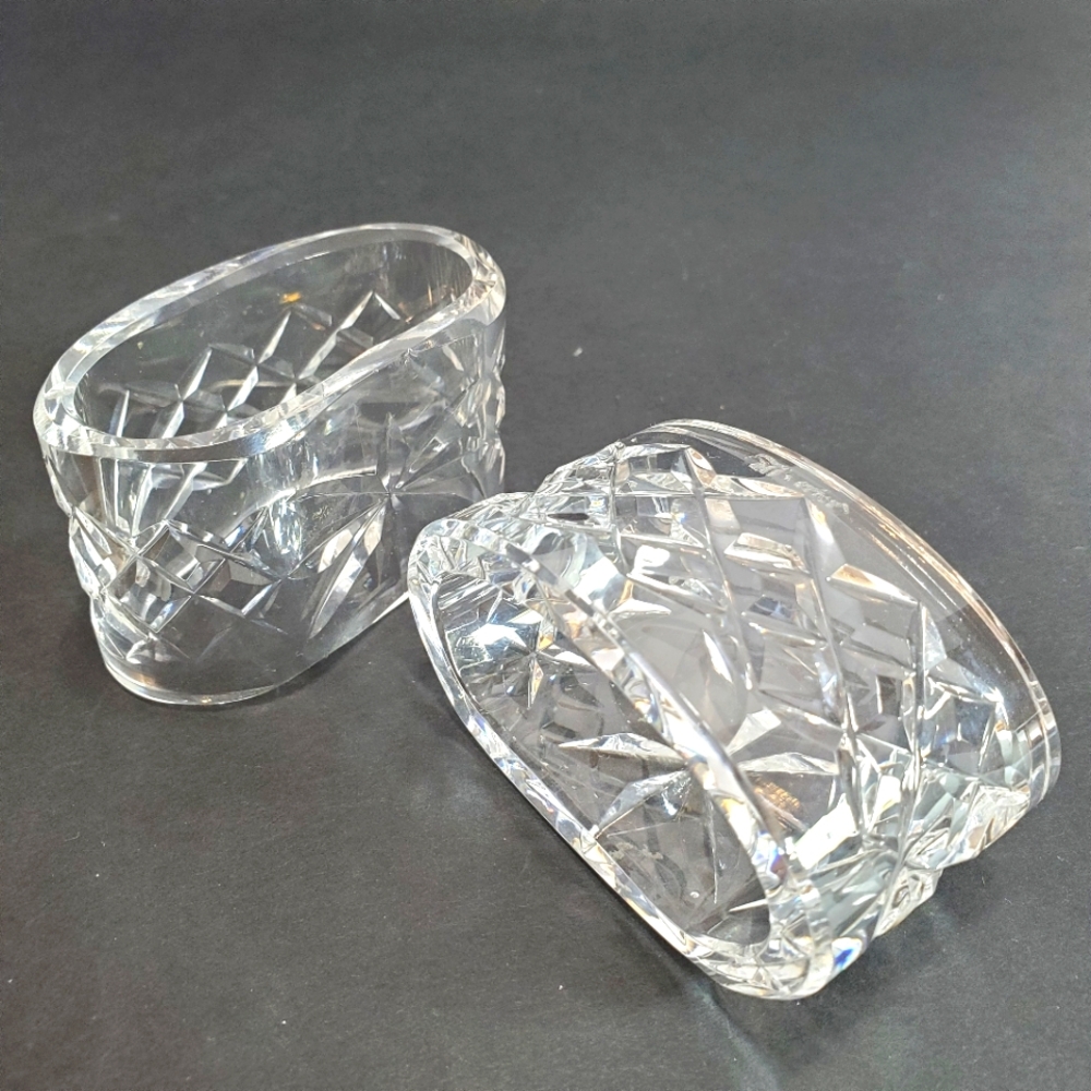 Waterford Crystal Pair of Vintage Oval Napkin Rings Handcut Lead Crystal Alana